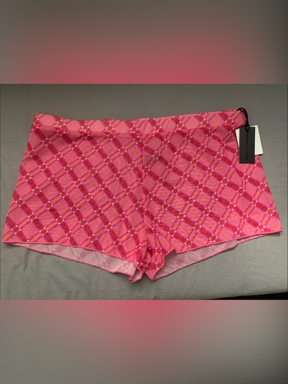🆕- Kendall & Kylie Pink Plaid Cover Up Boyshorts